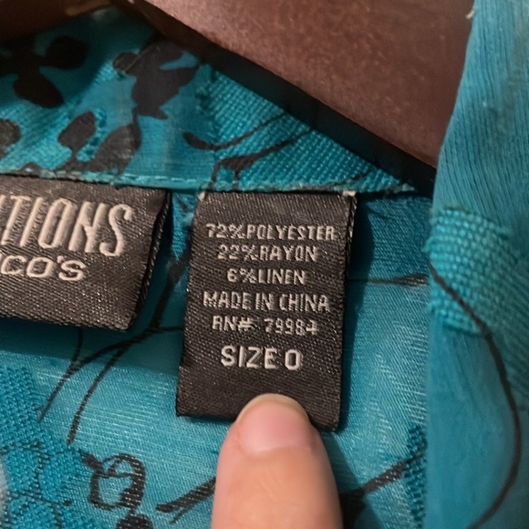 Chico's Teal Floral Jacket Size 1/M - Picture 4 of 6